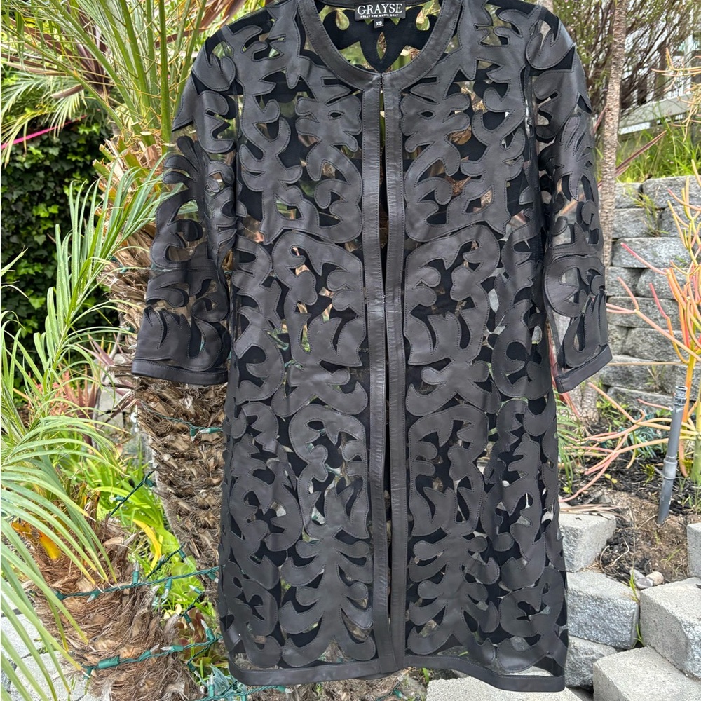 Grayse Black Sheer Cutout Jacket